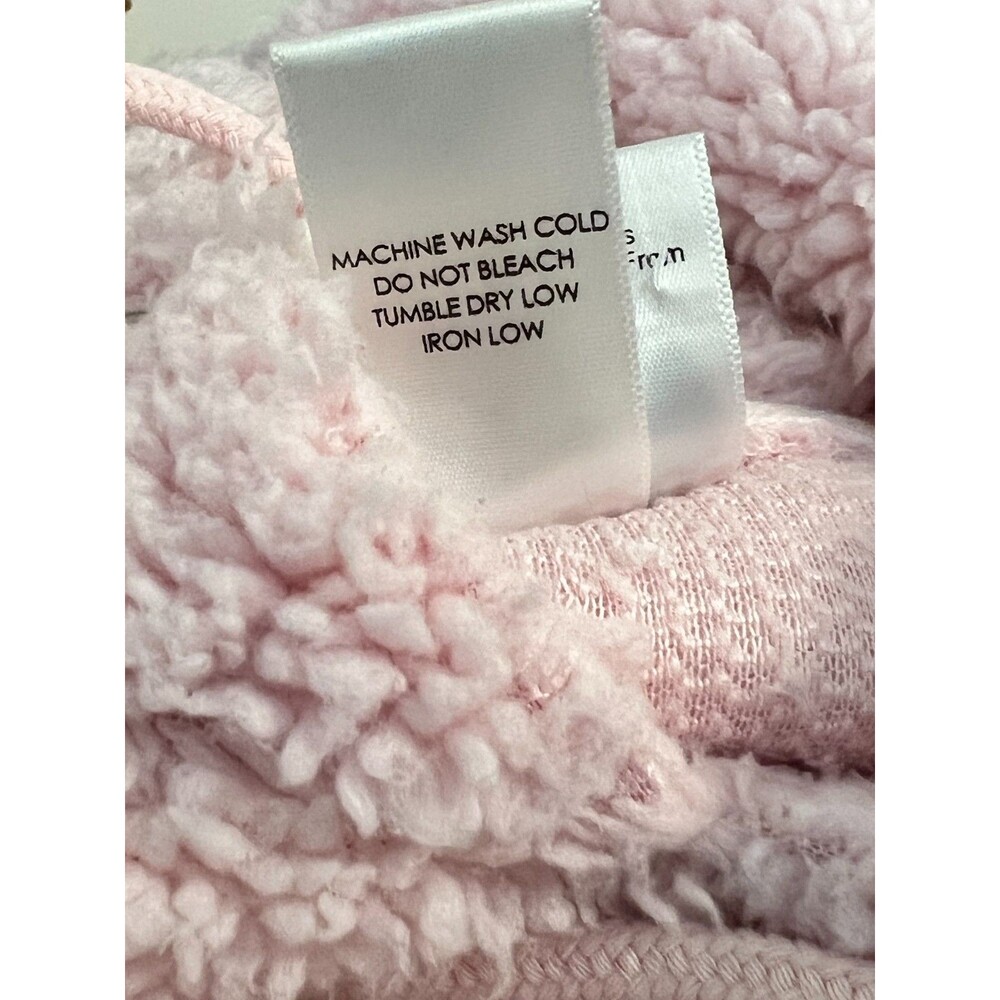 Care Bears Women's M Pink Sherpa Cropped Hoodie Sweatshirt Teddy Fleece Heart - Picture 8 of 8